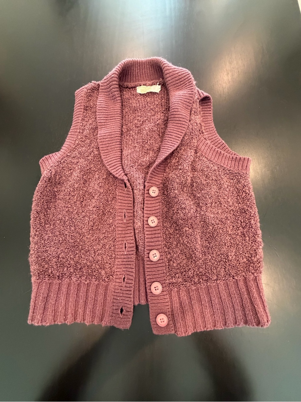 Vintage Button-Front Sleeveless Cardigan Vest in Dusty Mauve